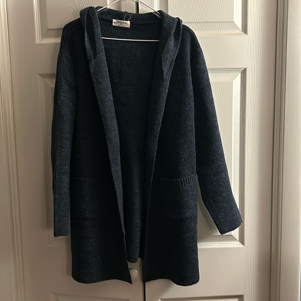 🤩 Zenana Hooded Open Front Sweater Cardigan